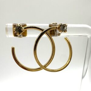 Elegant Gold Hoop Clear Stone Earrings
